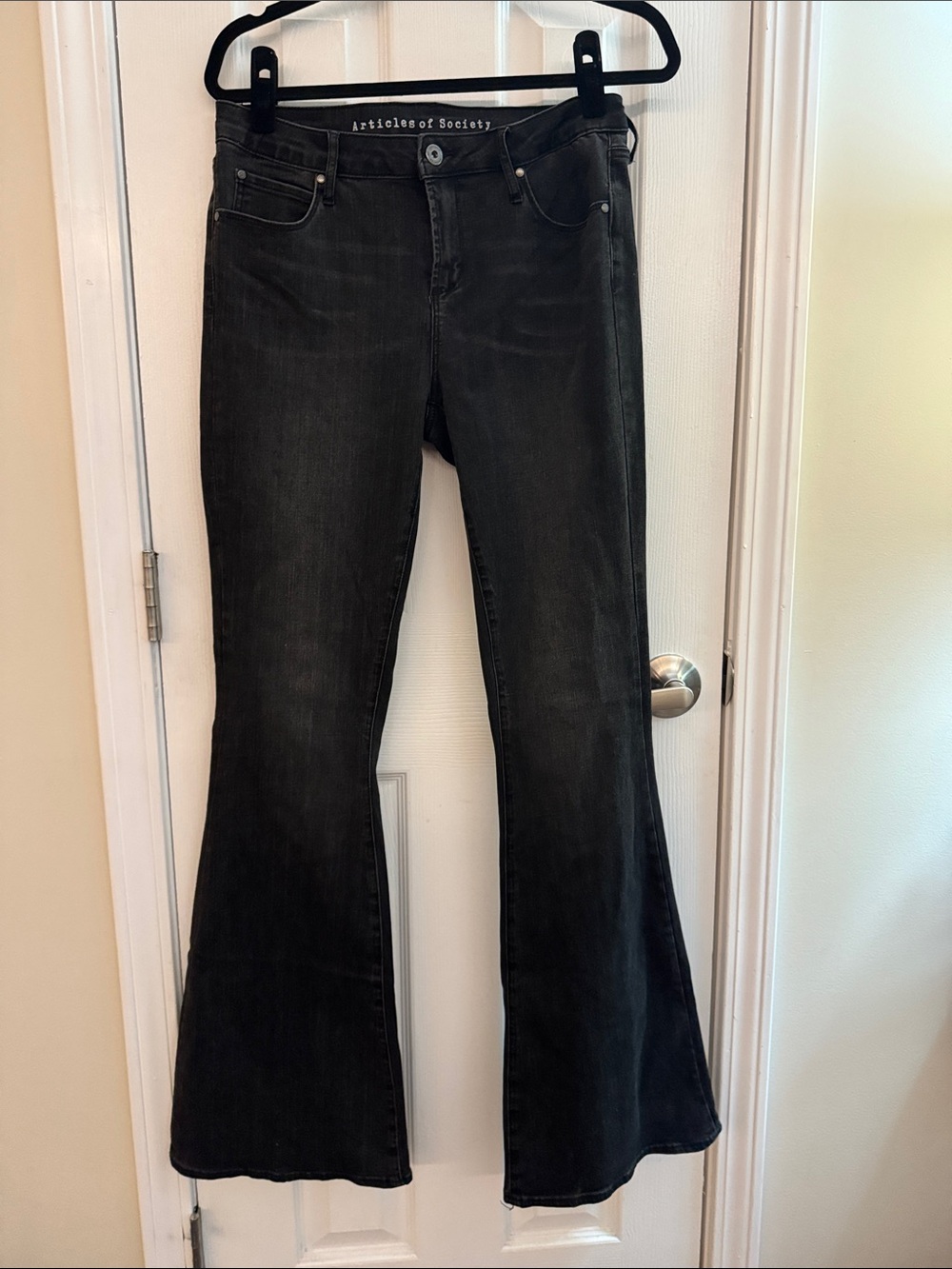 ARTICLES OF SOCIETY Flare Jeans Black Stretch Denim Size 29